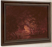 Ojibwe Spearing Salmon By Torchlight By George Catlin Fine Art Print