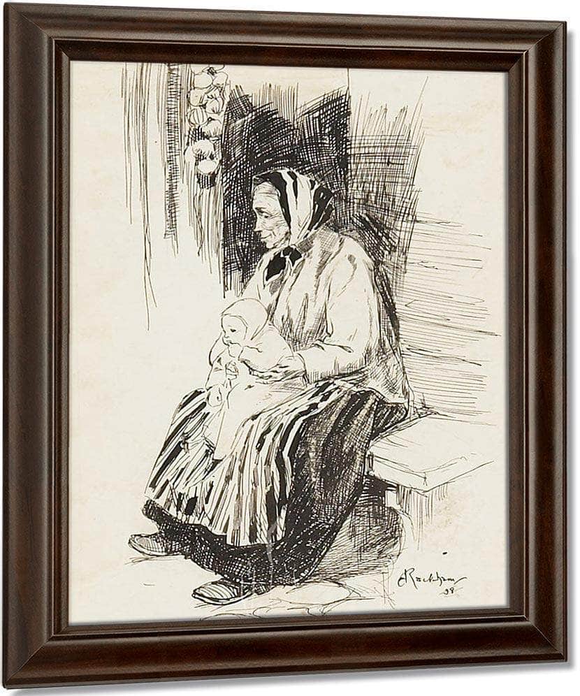 Old Lady With A Baby 1898 By Arthur Rackham Fine Art Print