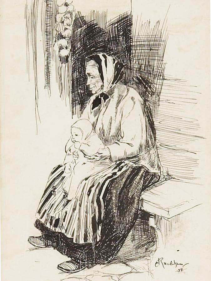 Old Lady With A Baby 1898 By Arthur Rackham Fine Art Print