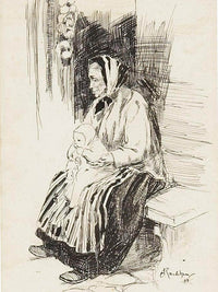 Old Lady With A Baby 1898 By Arthur Rackham Fine Art Print