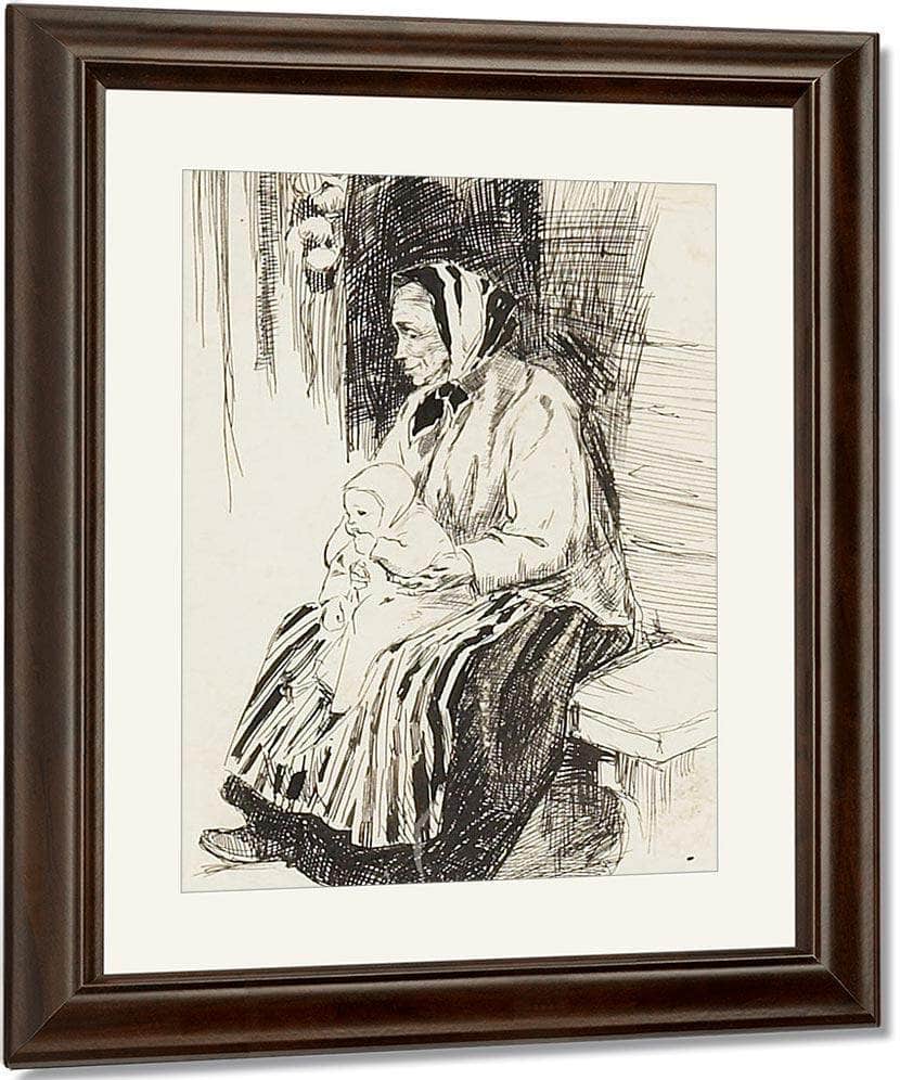 Old Lady With A Baby 1898 By Arthur Rackham Fine Art Print