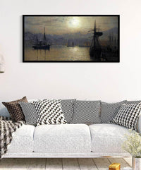 Old Scarborough, Full Moon, High Water Painting John Grimshaw Canvas Art Fine Art Print