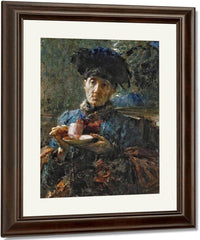 Old Woman Drinking Tea By Antonio Mancini Fine Art Print