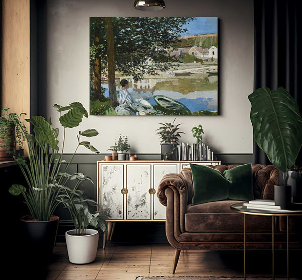 On The Bank Of The Seine At Bennecourt By Monet Claude Fine Art Print