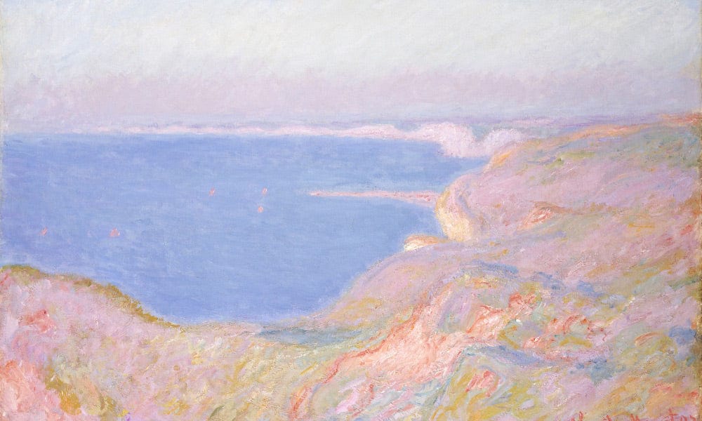 On The Cliffs Near Dieppe, Sunset 1 By Claude Monet Fine Art Print