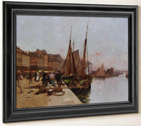 On The Quayside By Eugene Galien Laloue Fine Art Print