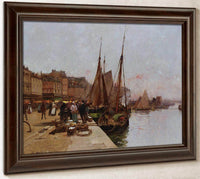 On The Quayside By Eugene Galien Laloue Fine Art Print