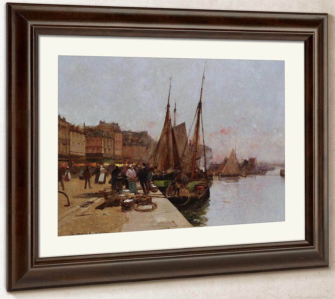 On The Quayside By Eugene Galien Laloue Fine Art Print