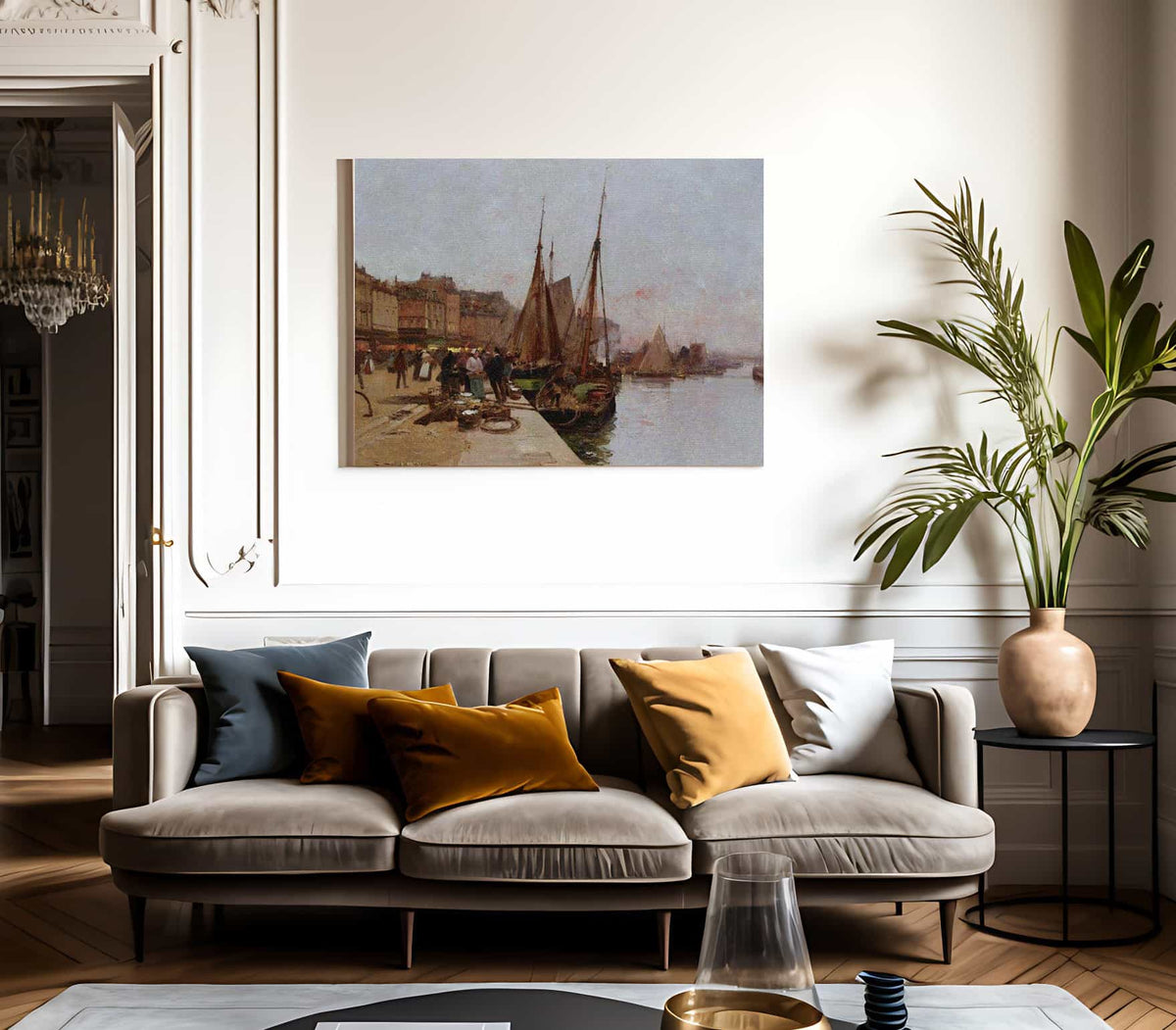 On The Quayside By Eugene Galien Laloue Fine Art Print