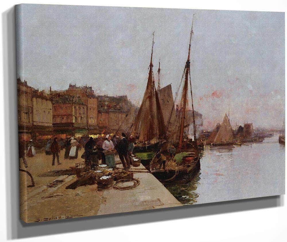 On The Quayside By Eugene Galien Laloue Fine Art Print