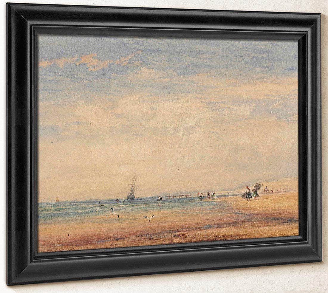 On The Sands Boulogne France By David Cox Fine Art Print
