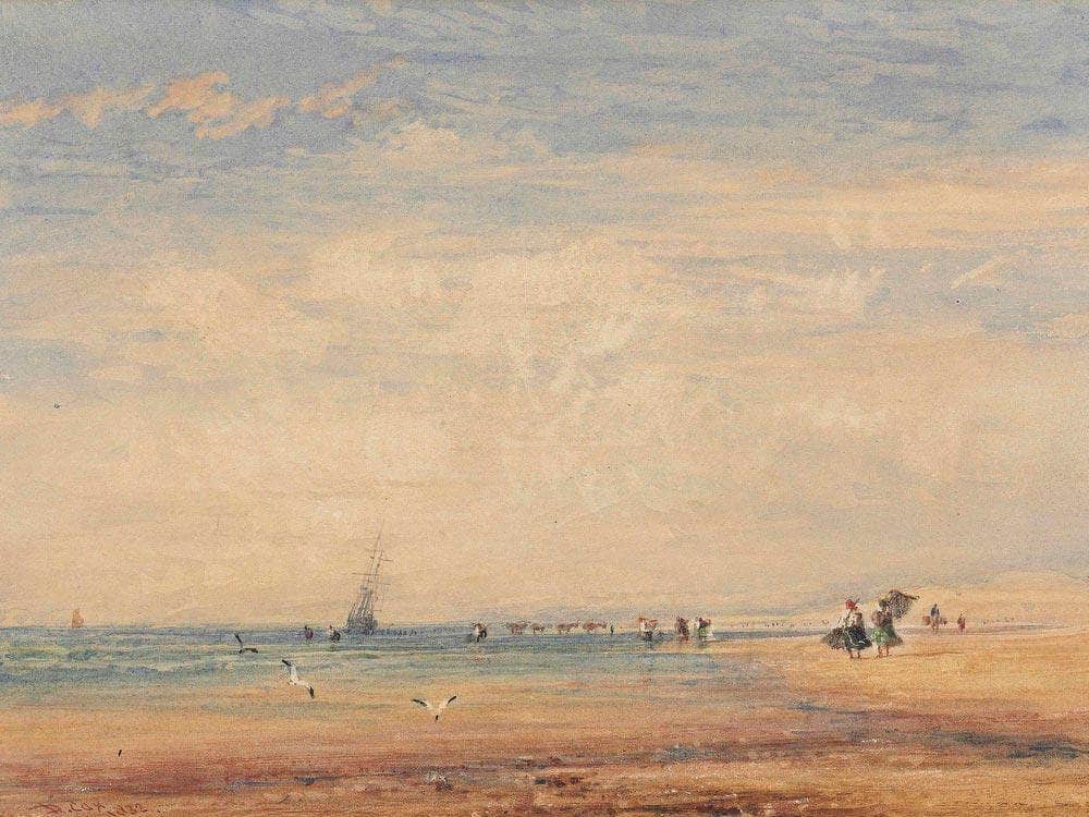 On The Sands Boulogne France By David Cox Fine Art Print