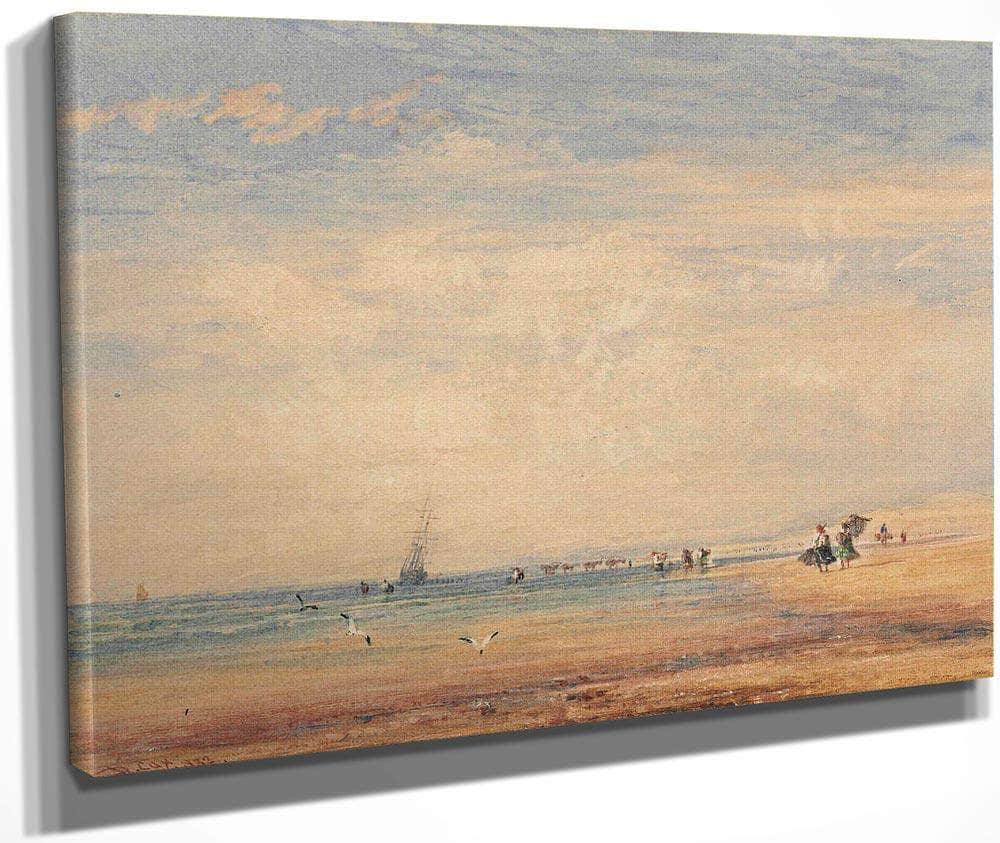 On The Sands Boulogne France By David Cox Fine Art Print