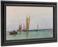 On The Scheldt Holland And A Pencil Sketch By David Cox Fine Art Print