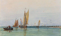 On The Scheldt Holland And A Pencil Sketch By David Cox Fine Art Print