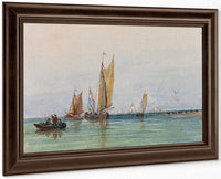 On The Scheldt Holland And A Pencil Sketch By David Cox Fine Art Print