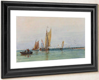 On The Scheldt Holland And A Pencil Sketch By David Cox Fine Art Print
