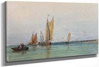 On The Scheldt Holland And A Pencil Sketch By David Cox Fine Art Print