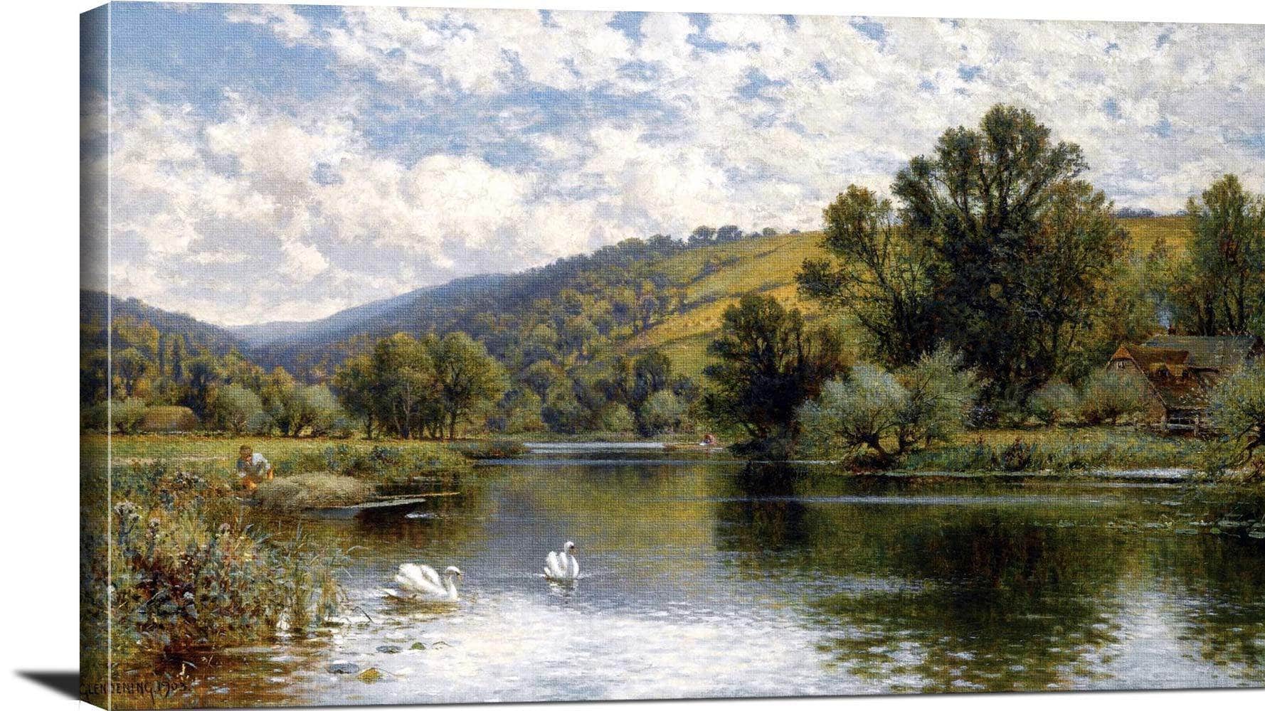 On The Thames Painting Alfred Augustus Glendening Canvas Art Fine Art Print