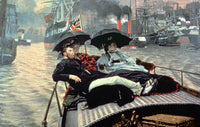 On The Thames Painting James Tissot Canvas Art Fine Art Print