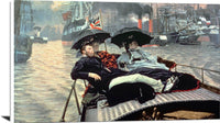 On The Thames Painting James Tissot Canvas Art Fine Art Print