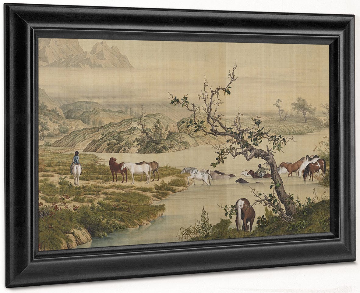 One Hundred Horses Detail 1 1728 1 By Giuseppe Castiglione Fine Art Print