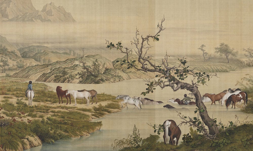 One Hundred Horses Detail 1 1728 1 By Giuseppe Castiglione Fine Art Print