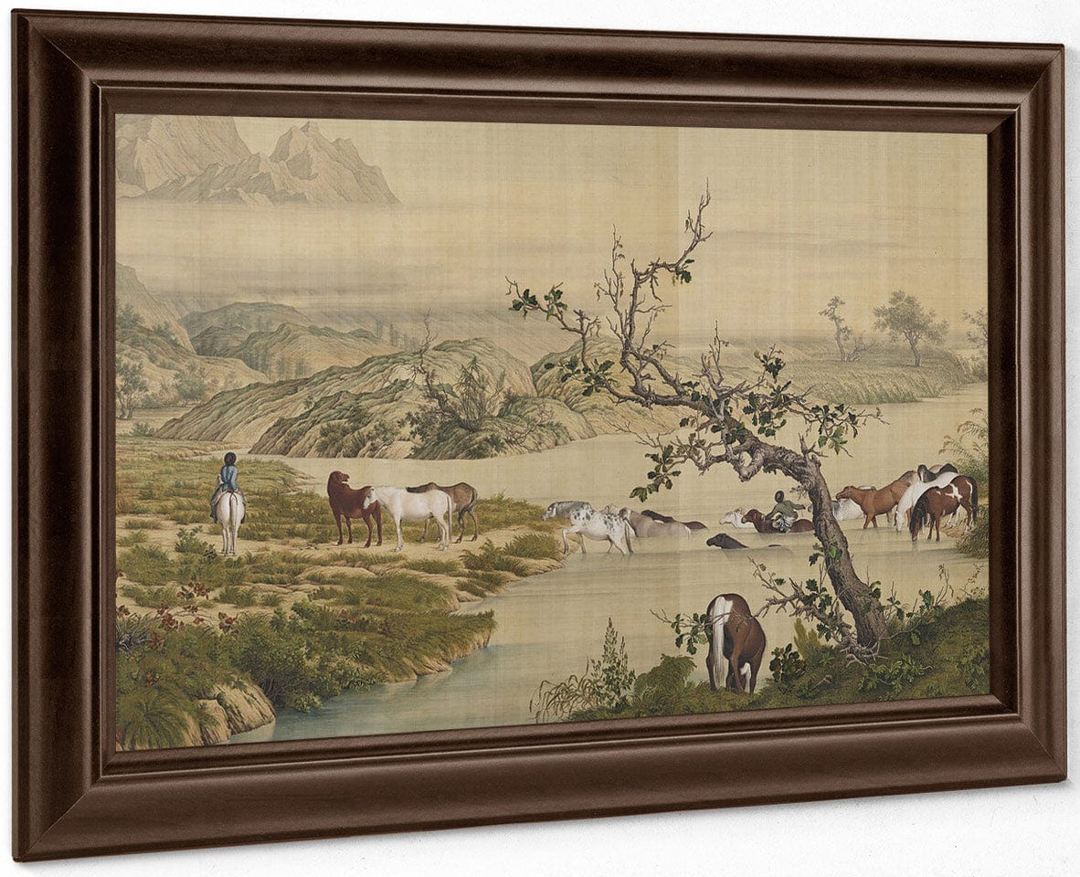 One Hundred Horses Detail 1 1728 1 By Giuseppe Castiglione Fine Art Print