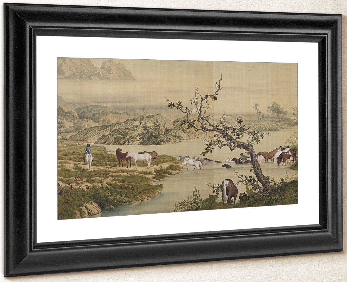 One Hundred Horses Detail 1 1728 1 By Giuseppe Castiglione Fine Art Print
