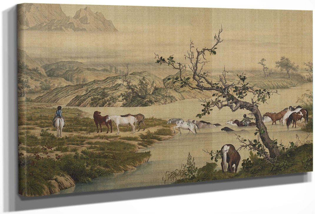 One Hundred Horses Detail 1 1728 1 By Giuseppe Castiglione Fine Art Print