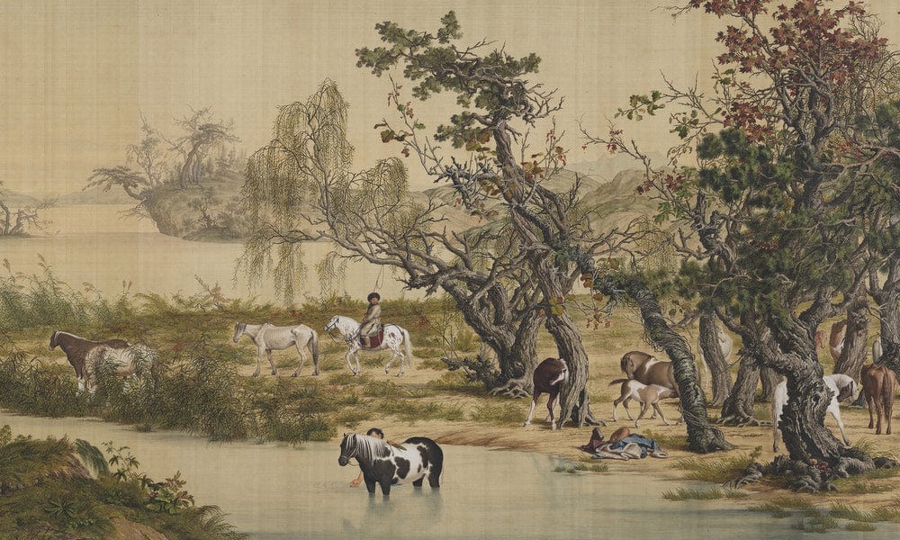 One Hundred Horses Detail 2 1728 By Giuseppe Castiglione Fine Art Print