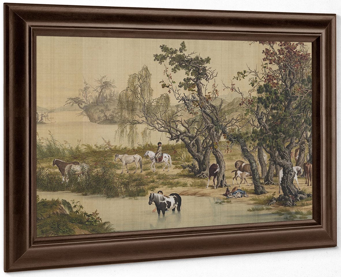 One Hundred Horses Detail 2 1728 By Giuseppe Castiglione Fine Art Print