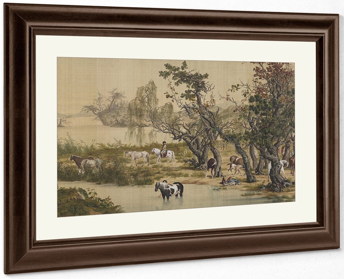 One Hundred Horses Detail 2 1728 By Giuseppe Castiglione Fine Art Print