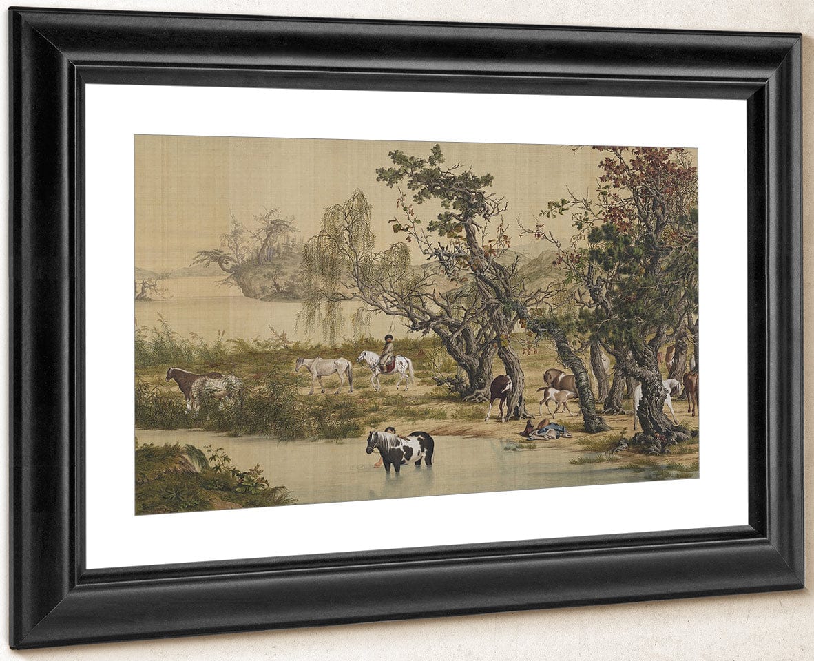 One Hundred Horses Detail 2 1728 By Giuseppe Castiglione Fine Art Print