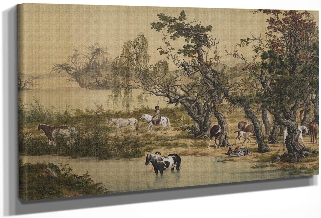 One Hundred Horses Detail 2 1728 By Giuseppe Castiglione Fine Art Print