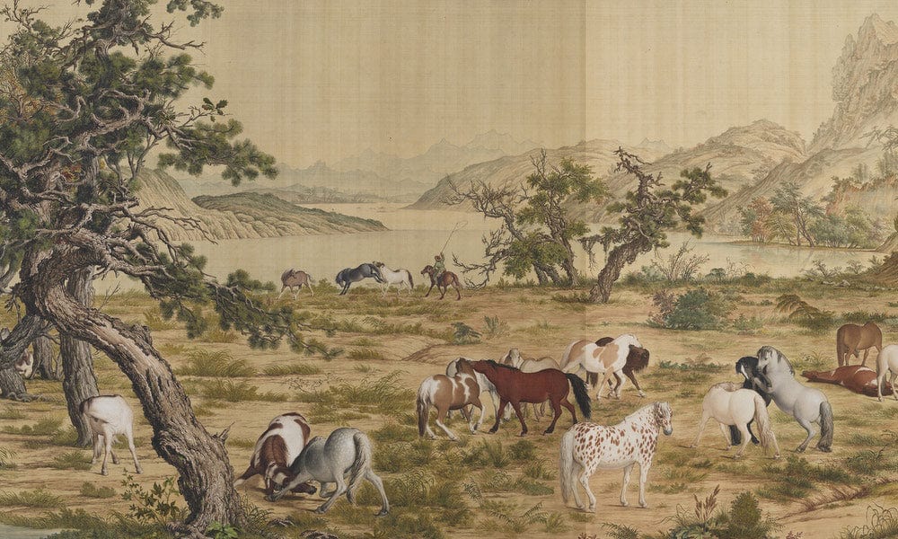 One Hundred Horses Detail 3 1728 By Giuseppe Castiglione Fine Art Print