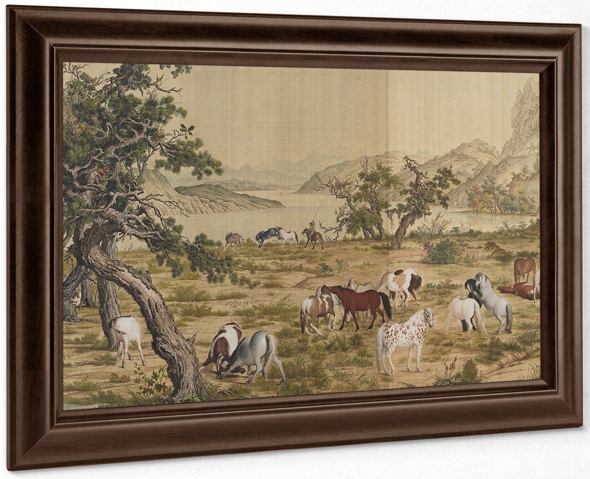 One Hundred Horses Detail 3 1728 By Giuseppe Castiglione Fine Art Print