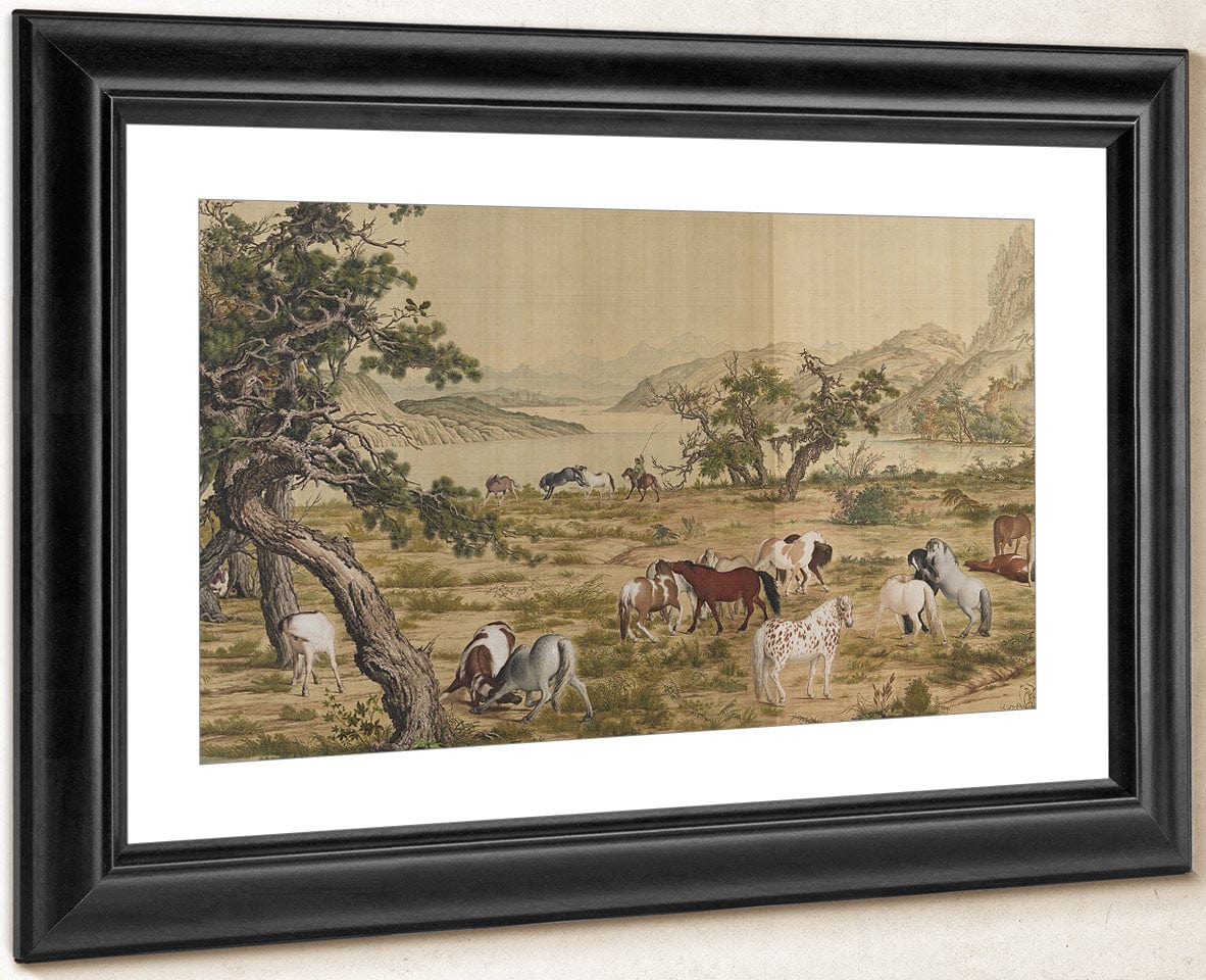 One Hundred Horses Detail 3 1728 By Giuseppe Castiglione Fine Art Print