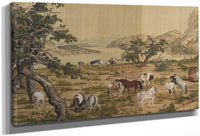 One Hundred Horses Detail 3 1728 By Giuseppe Castiglione Fine Art Print