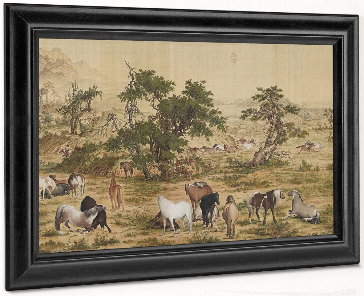 One Hundred Horses Detail 4 1728 By Giuseppe Castiglione Fine Art Print