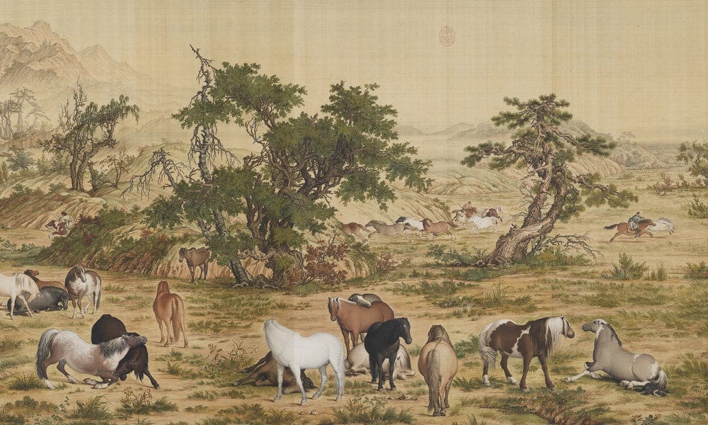 One Hundred Horses Detail 4 1728 By Giuseppe Castiglione Fine Art Print