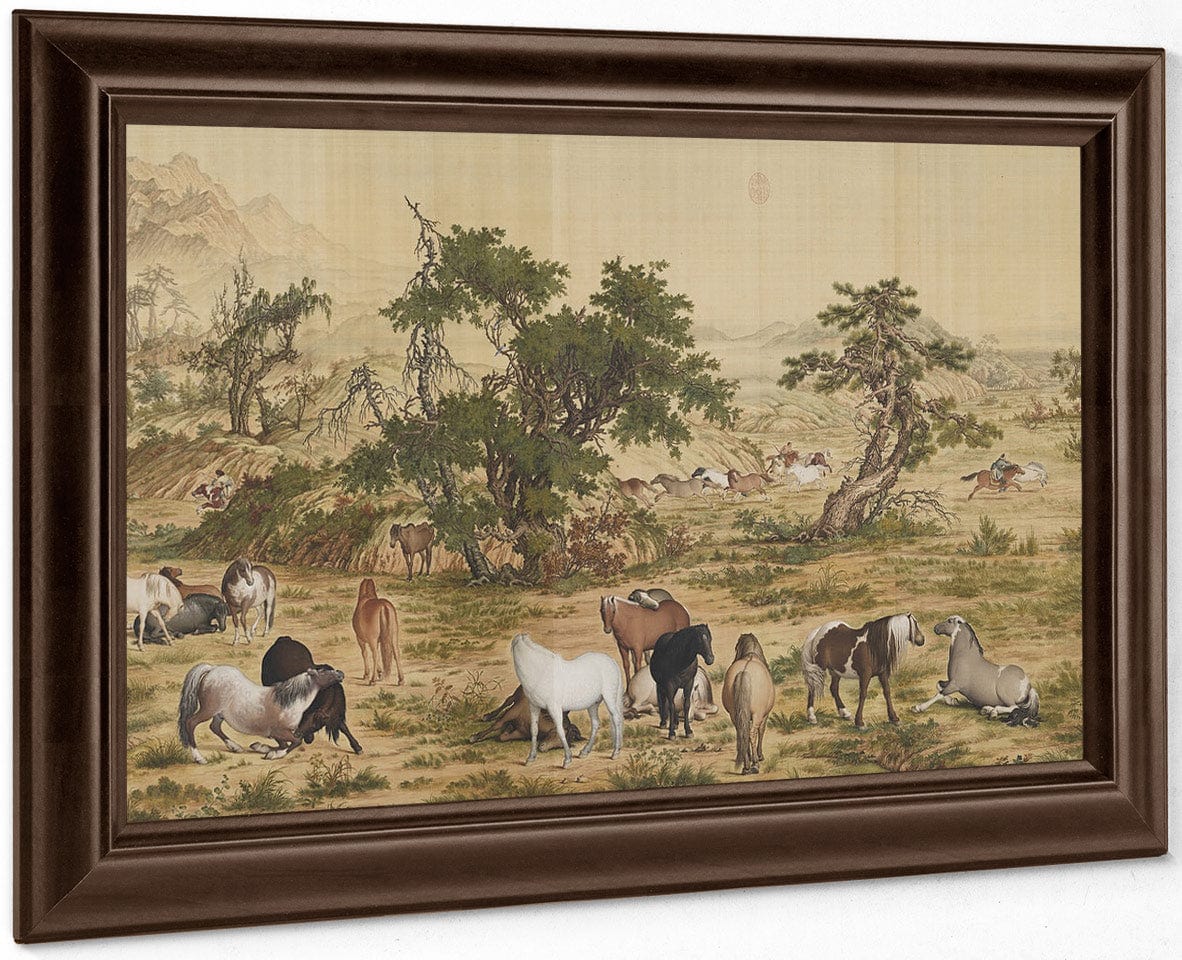 One Hundred Horses Detail 4 1728 By Giuseppe Castiglione Fine Art Print