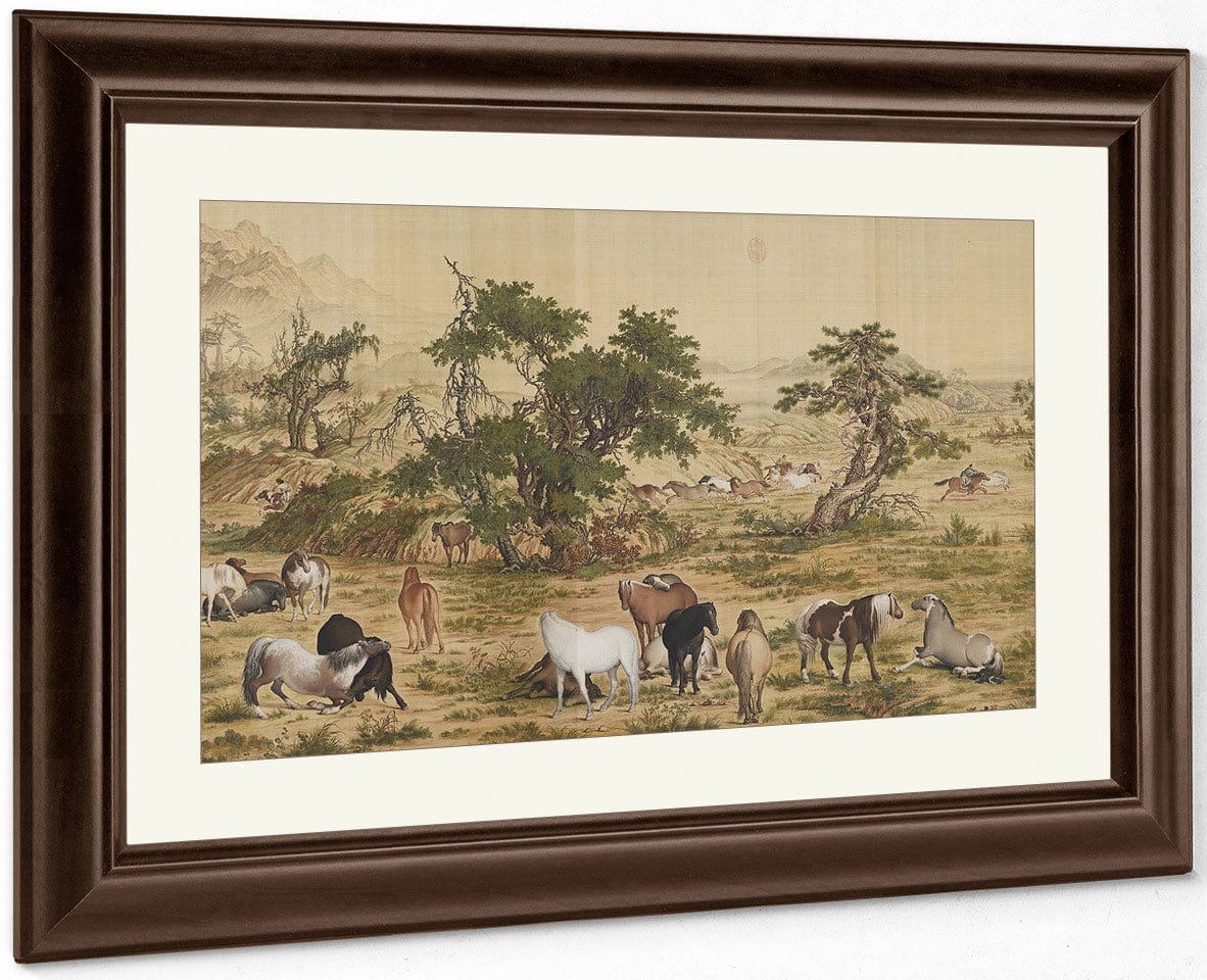 One Hundred Horses Detail 4 1728 By Giuseppe Castiglione Fine Art Print