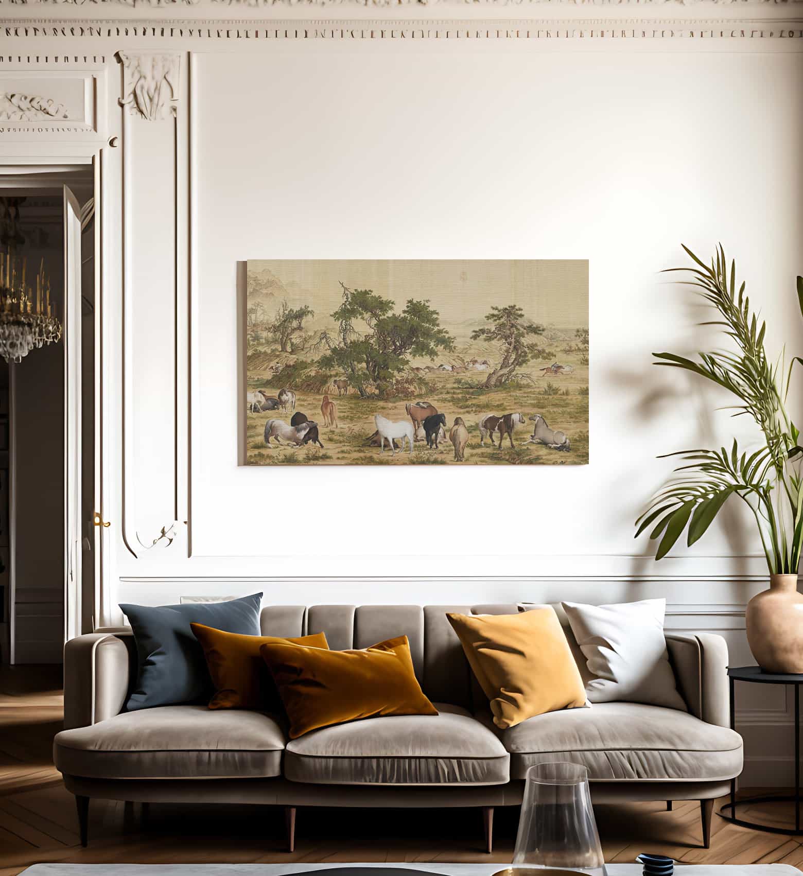 One Hundred Horses Detail 4 1728 By Giuseppe Castiglione Fine Art Print