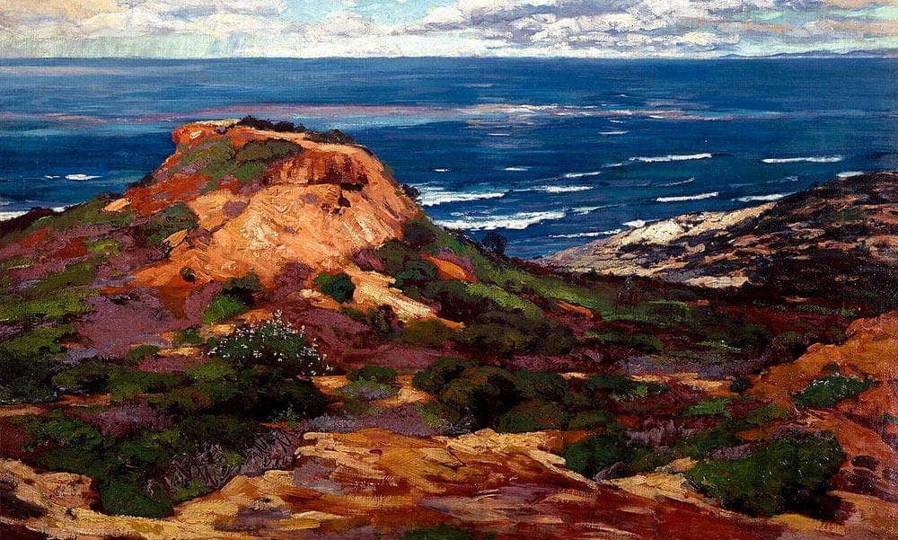 Orange Coast With Blue Sea Beyond By William Wendt Fine Art Print