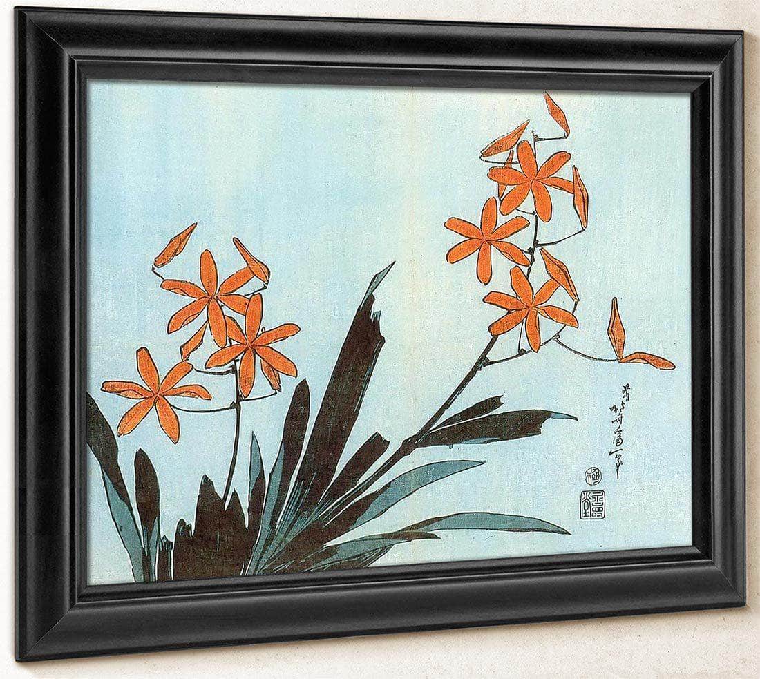 Orange Orchids By Hokusai Fine Art Print