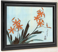 Orange Orchids By Hokusai Fine Art Print