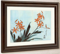 Orange Orchids By Hokusai Fine Art Print