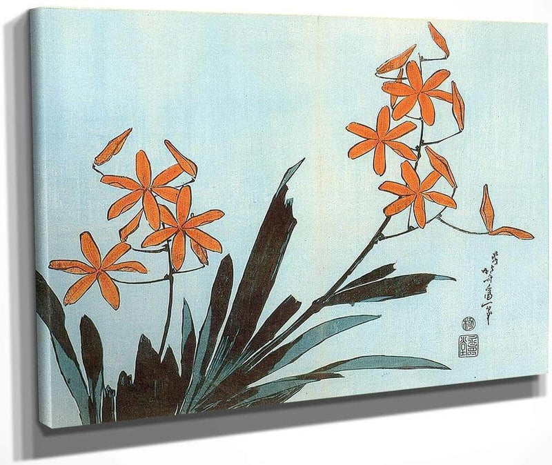 Orange Orchids By Hokusai Fine Art Print