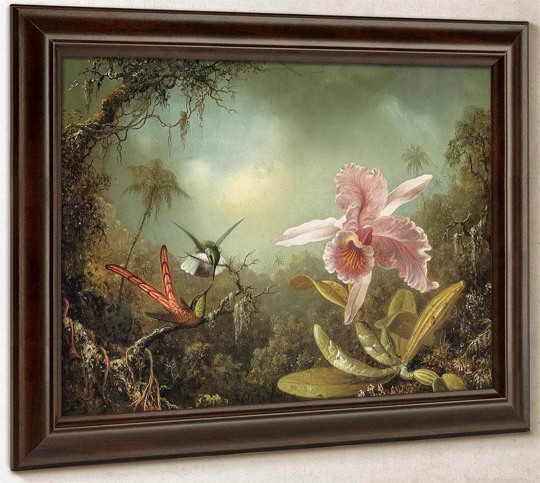 Orchid With Two Hummingbirds By Martin Johnson Heade Fine Art Print
